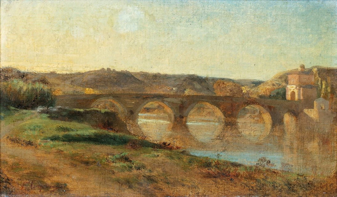 Jean-Baptiste Carpeaux - Italian Landscape With Bridge