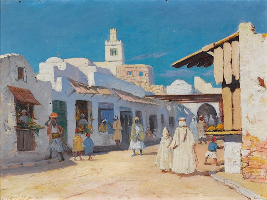 Charles Cottet - A Street In Tunis
