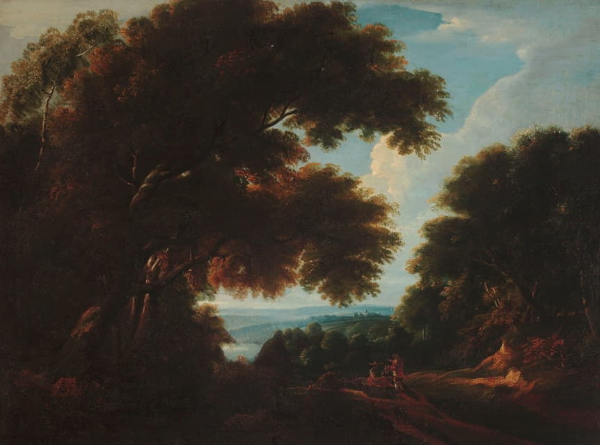 Jacques d'Arthois - Forest landscape with figures
