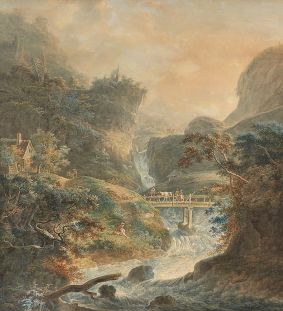 汝拉山脉汹涌溪流的风景