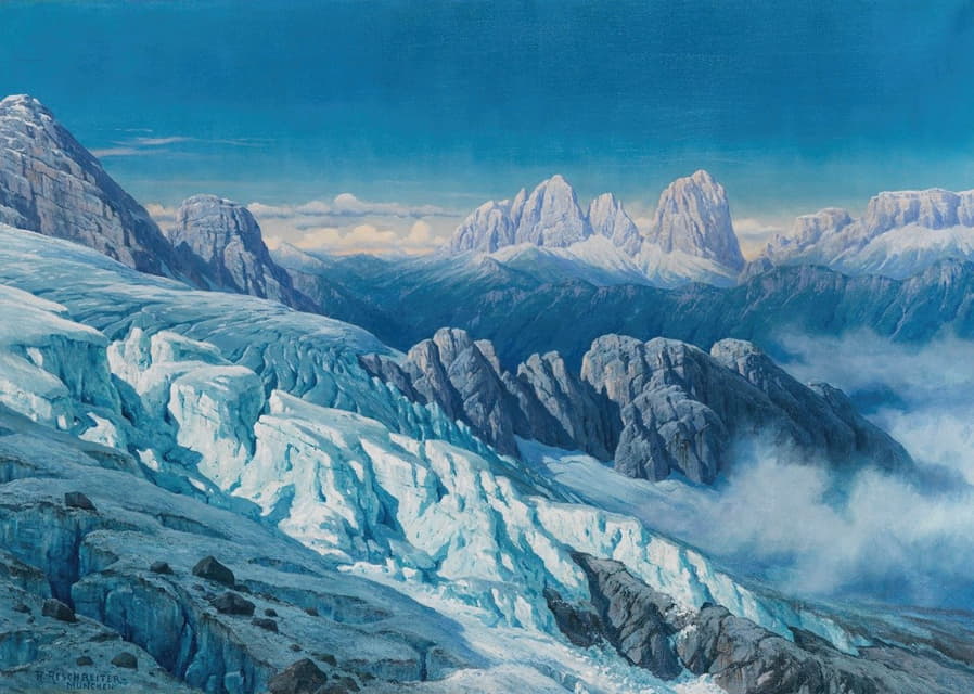 Rudolf Reschreiter - Langkofelgruppe vom Marmolata-Gletscher