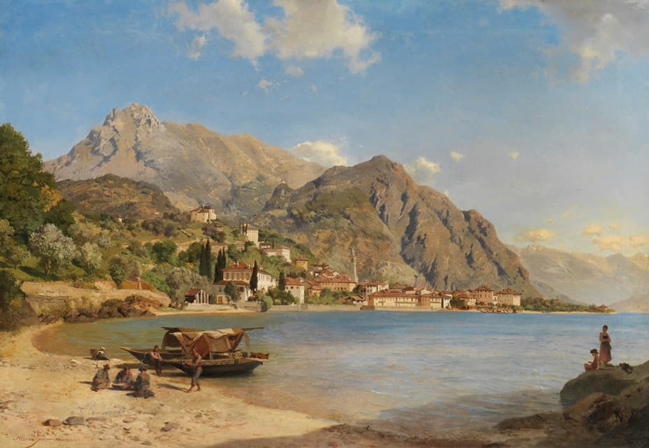 Albert August Zimmermann - Am Ufer des Comer Sees (Menaggio)