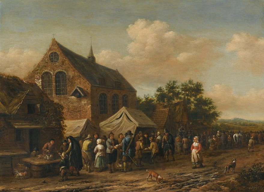 教堂旁边的乡村市场