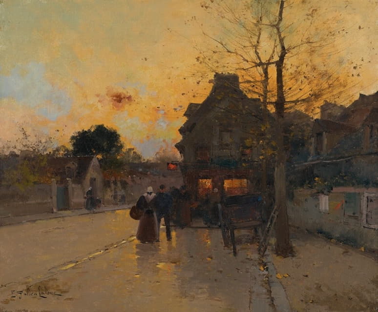 Eugène Galien-Laloue - Village, Un Soir D’automne