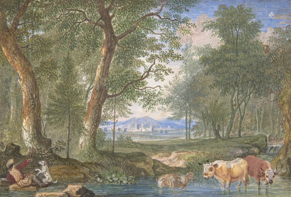 Felix Meyer - Landscape with Cows in a Brook