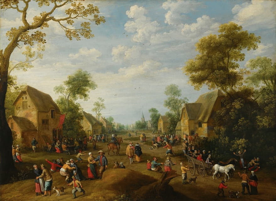Joost Cornelisz Droochsloot - A Village Kermesse With Numerous Peasants Feasting