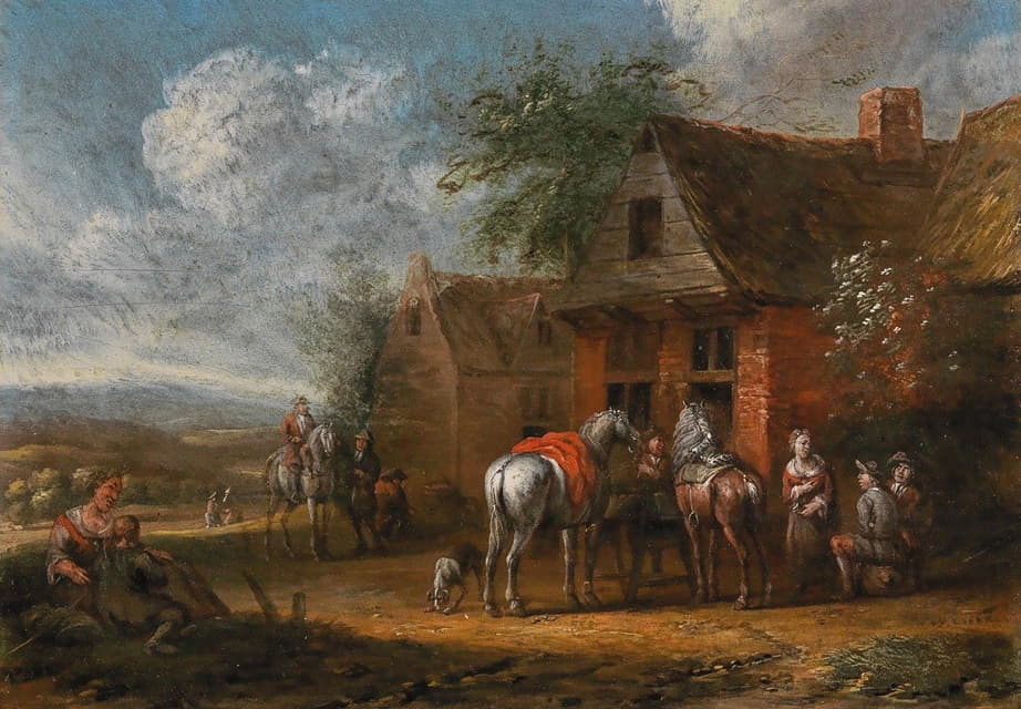 Cornelis van Essen - Riders in front of a tavern