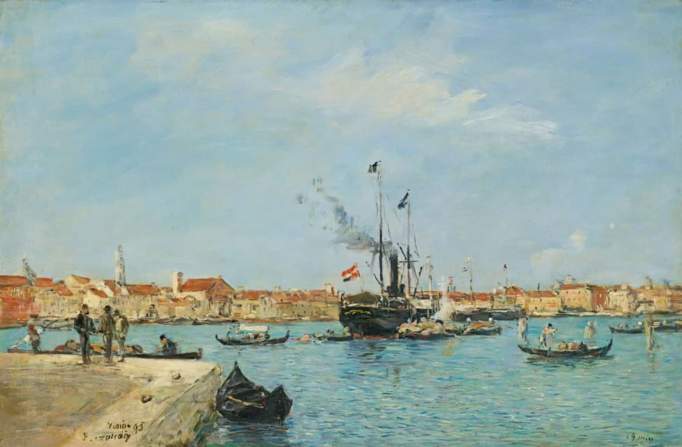 Eugène Boudin - Venise, Le Grand Canal, Vapeurs Et Gondoles