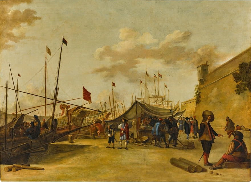 地中海港口，有贸易驳船和荷兰航运