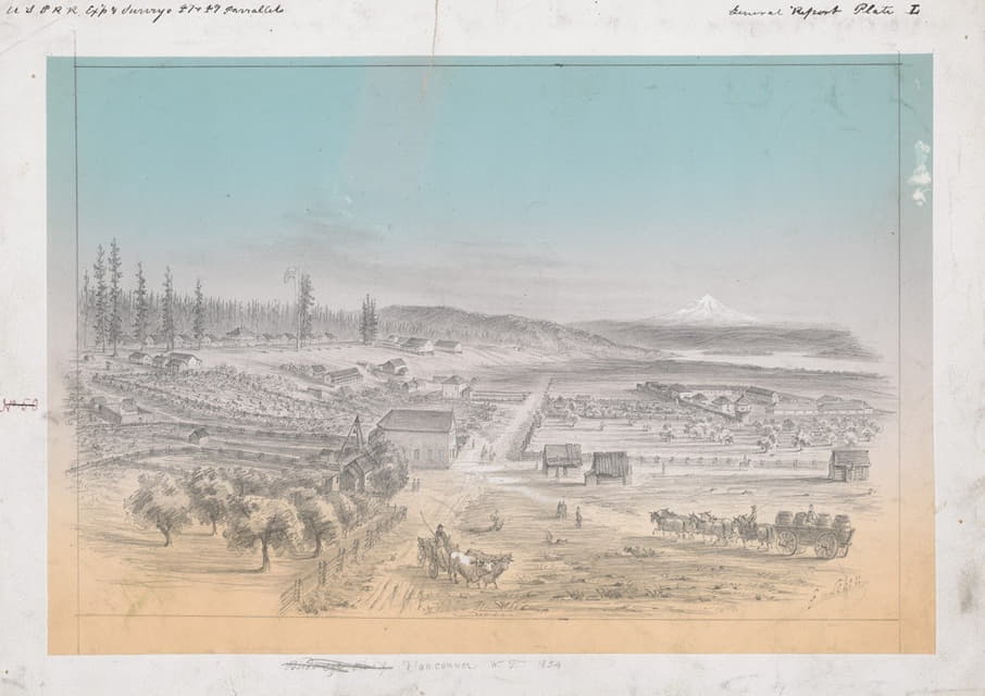 Gustav Sohon - Bird’s Eye View of Vancouver W.T. 1854