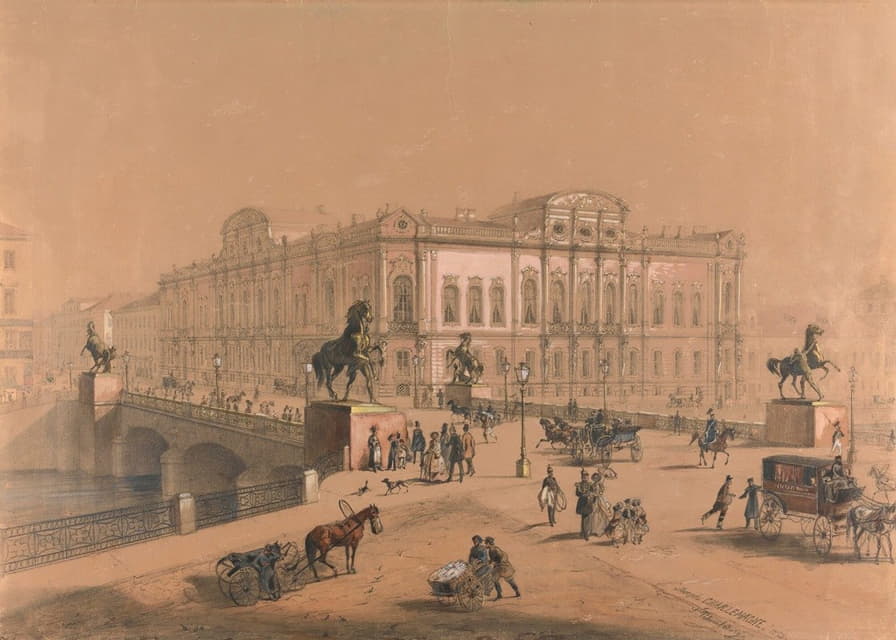 Iosef Iosefovich Charlemagne - View Of The Anichkov Bridge, St Petersburg