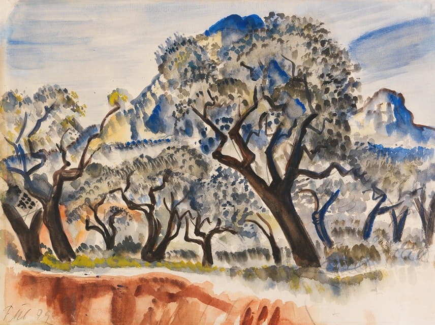 Paul Kleinschmidt - Südfranzösische Landschaft mit Bäumen