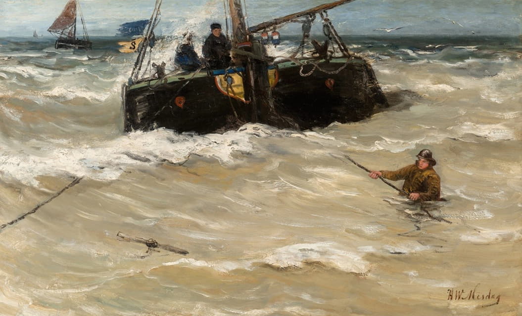 Hendrik Willem Mesdag - Fishing boats in the surf