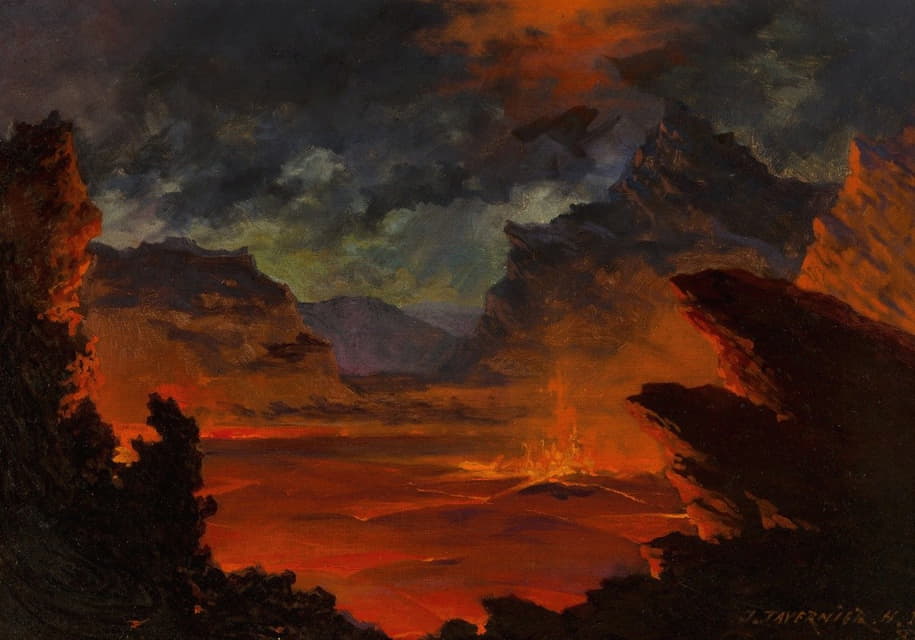 Jules Tavernier - Kilauea at Night
