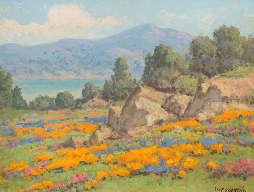 William Franklin Jackson - Coastal View with Poppies and Lupine