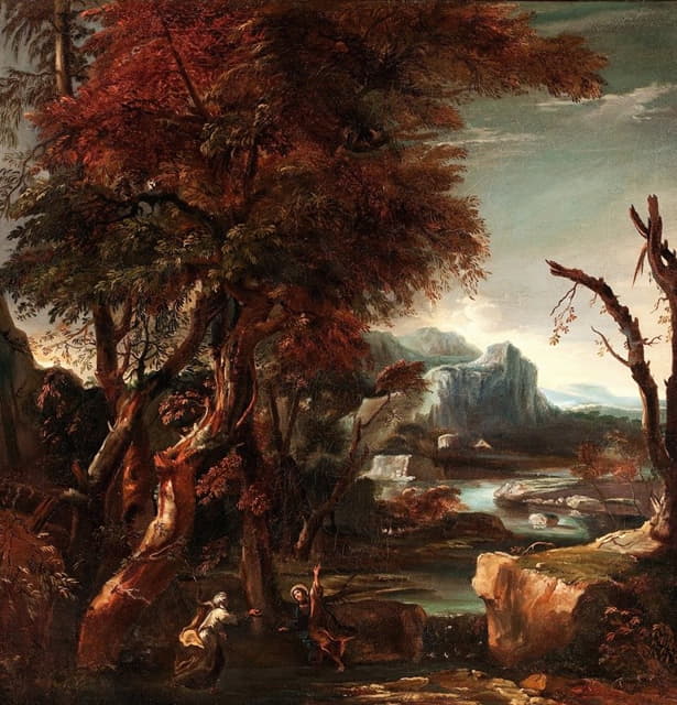 Circle Of Salvator Rosa - Landscape with Figures (The Commission of St. Peter)