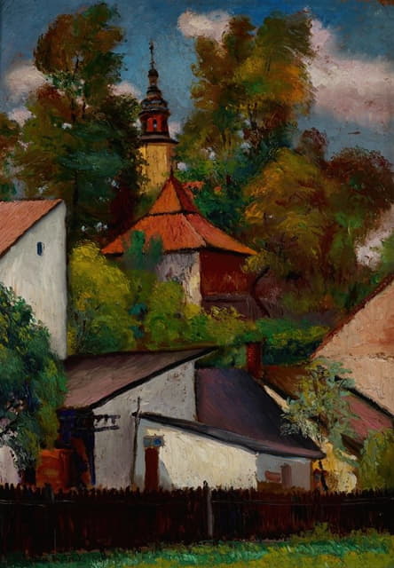Henryk Dietrich - Houses and the Church at the Salwator Hill in Krakow