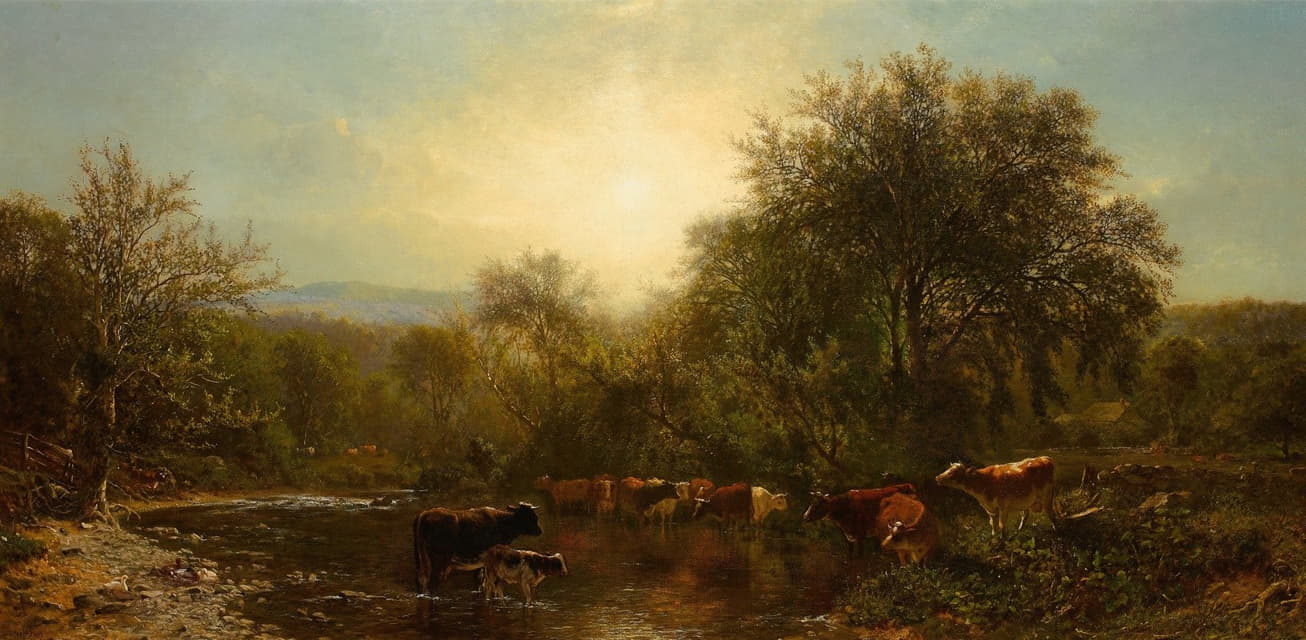James McDougal Hart - Cows Watering