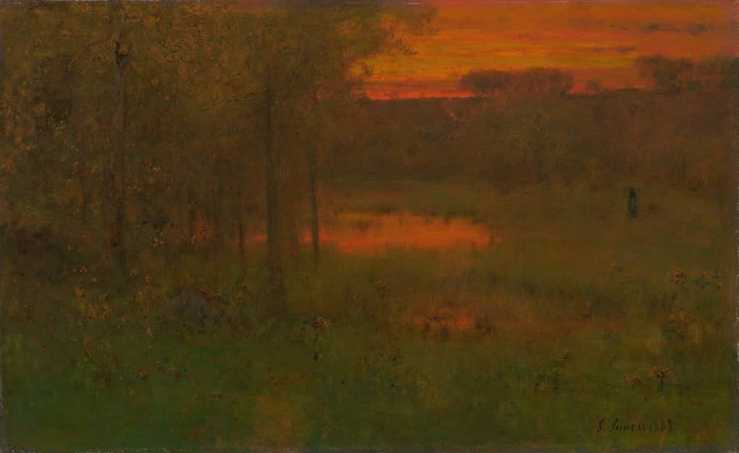 George Inness - Landscape, Sunset