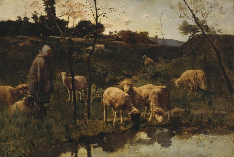 Harry Thompson - Landscape with Sheep, Picardy