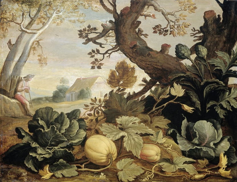Abraham Bloemaert - Landscape with Fruits and Vegetables in the foreground