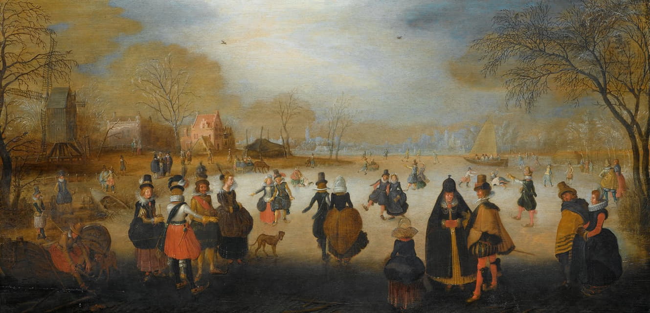 Adam van Breen - Winter Landscape with Skaters
