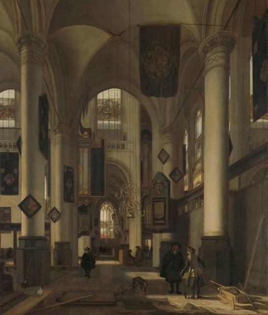新教哥特式教堂的内部，带有来自阿姆斯特丹乌德和尼乌克的主题