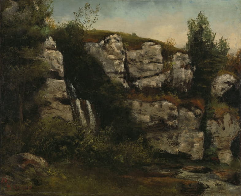 岩石峭壁和瀑布构成的景观