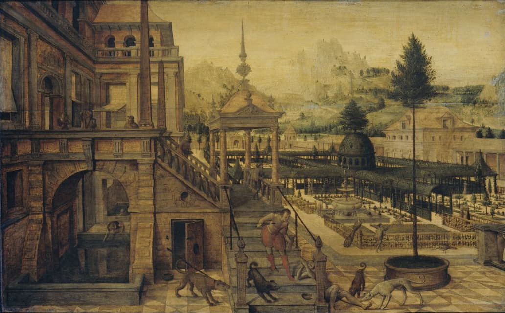 Hans Vredeman de Vries - Palace Gardens with Poor Lazarus in the foreground