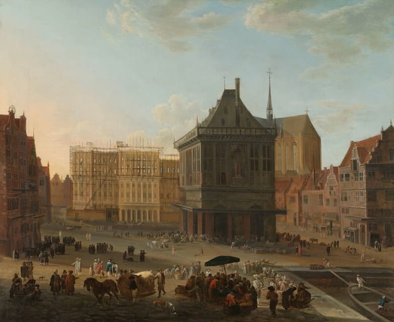 Jacob van der Ulft - The Dam in Amsterdam with the new Town Hall under Construction