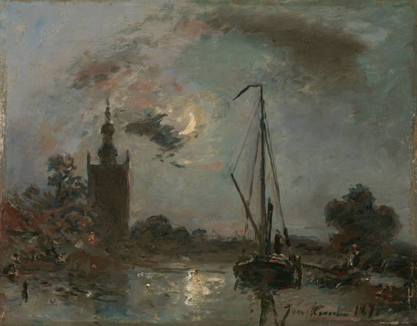 Johan Barthold Jongkind - Overschie in the Moonlight