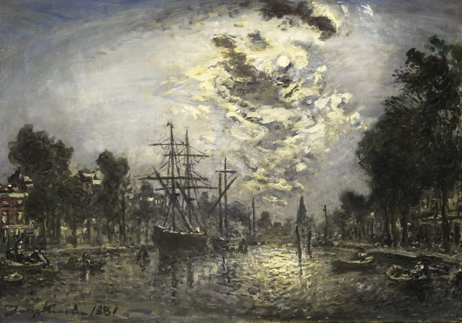 Johan Barthold Jongkind - Rotterdam in the Moonlight