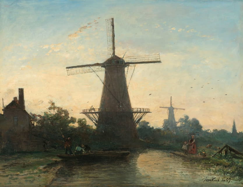 Johan Barthold Jongkind - Windmills near Rotterdam