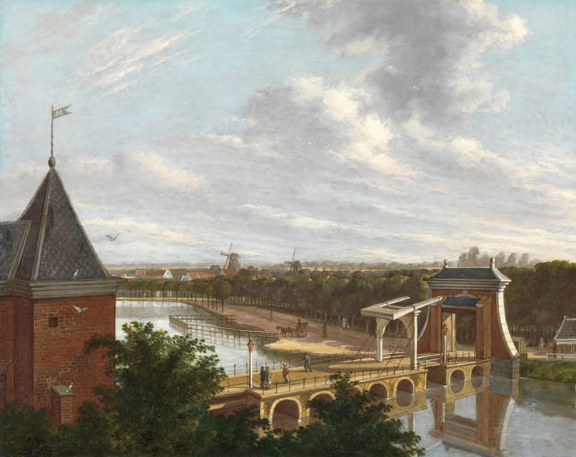 Johannes Jelgerhuis - The Amsterdam Outer Canal near the Leidsepoort Seen from the Theatre