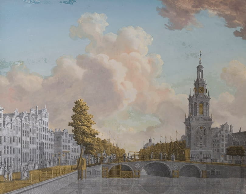 Jonas Zeuner - View of the Tower called Jan Roodenpoortstoren and the Singel Canal in Amsterdam