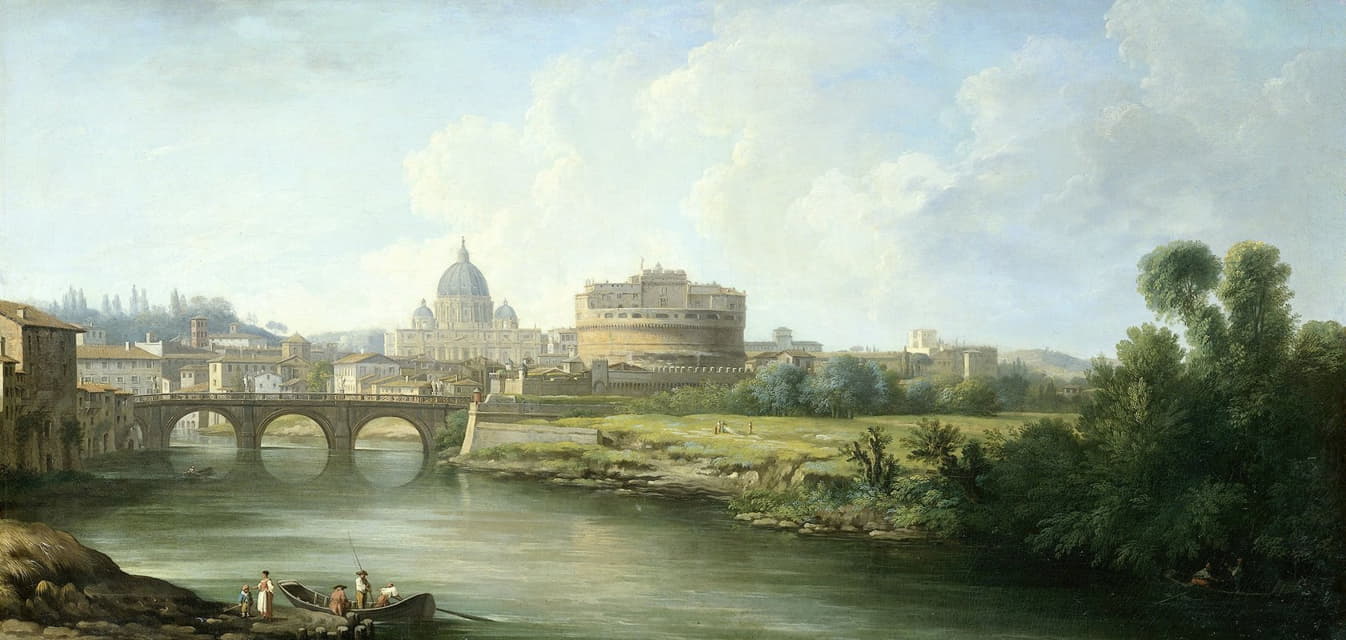 Pierre-Antoine Demachy - View of the Castel Sant’Angelo in Rome