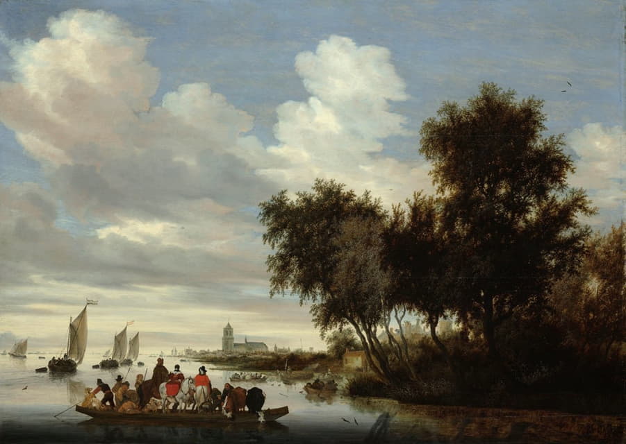Salomon van Ruysdael - River Landscape with Ferry