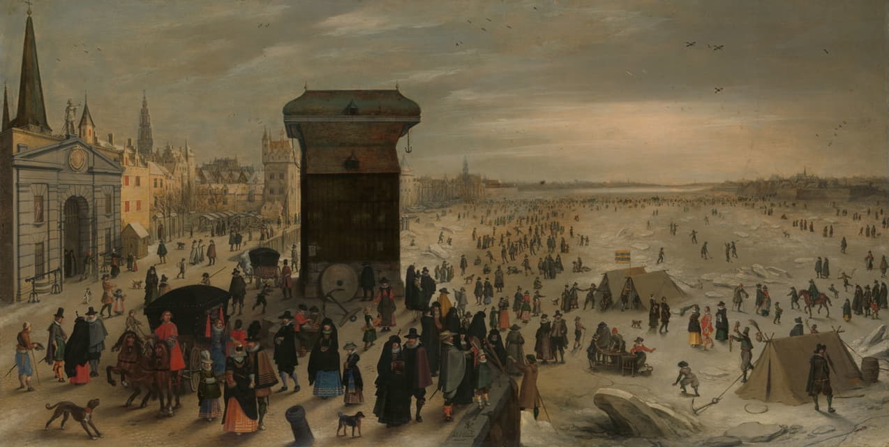 Sebastian Vrancx - The Crane on the Antwerp Quay by the Frozen Scheldt