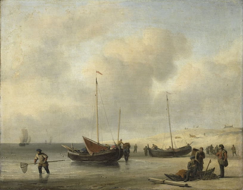 Willem van de Velde the Younger - Fishing Boats on Shore (The Shore, Unloading a Fishing Smack)