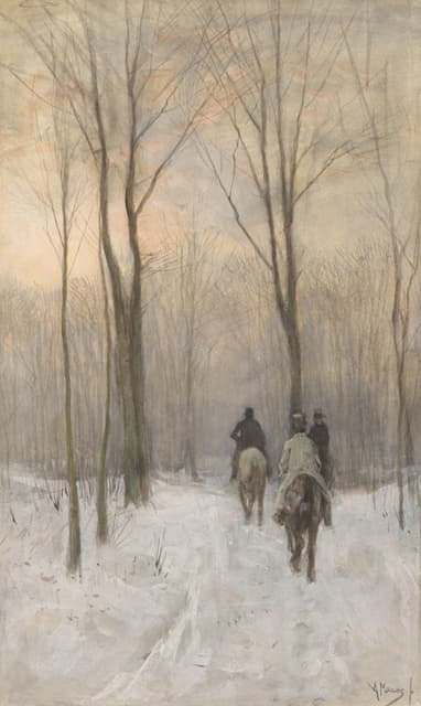 Anton Mauve - Riders in the Snow in the Haagse Bos