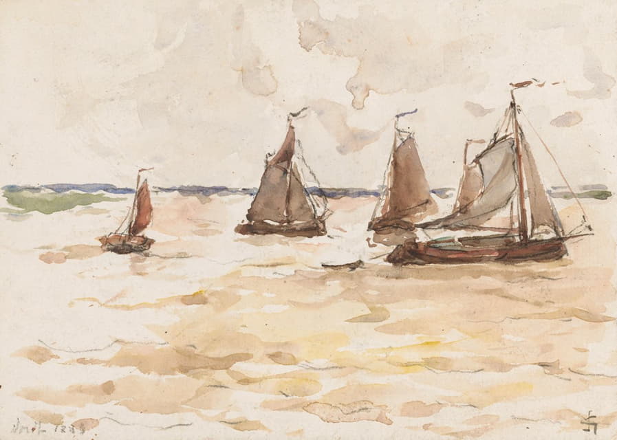 Carel Nicolaas Storm van 's-Gravesande - Vissersschepen op een rivier