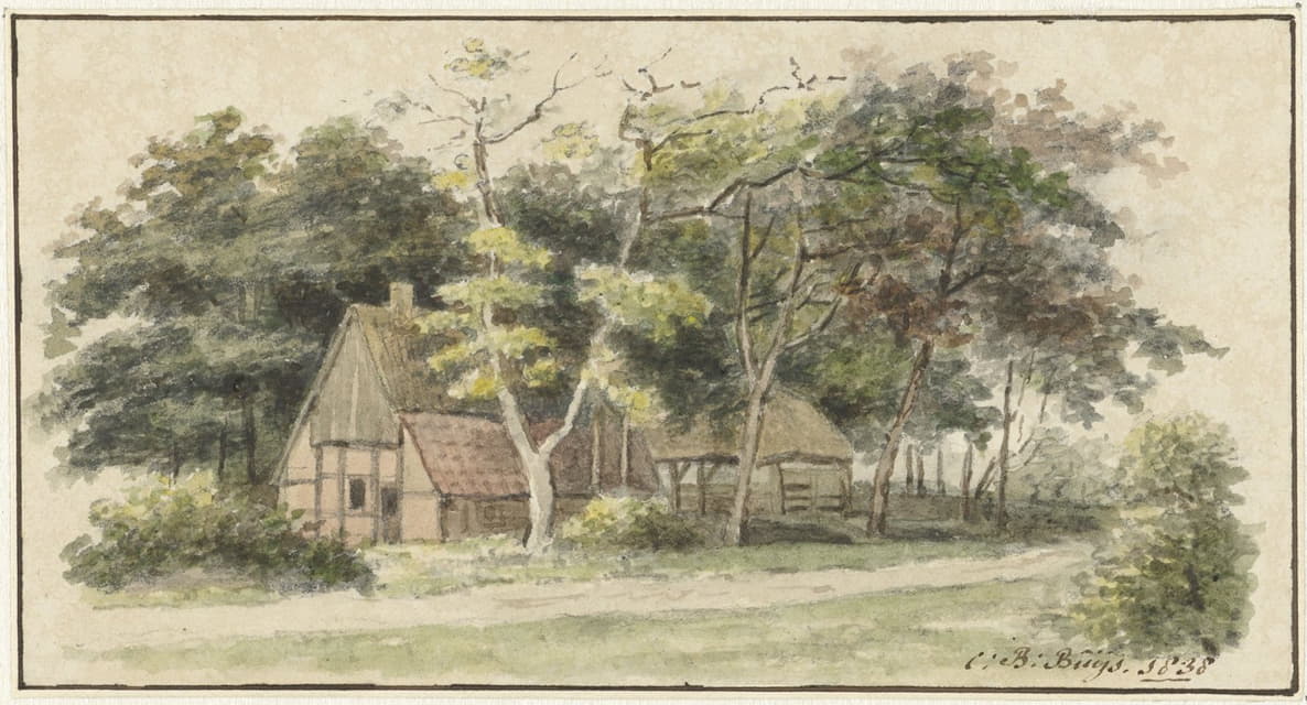 Cornelis Bernardus Buijs - Boerderij tussen bomen