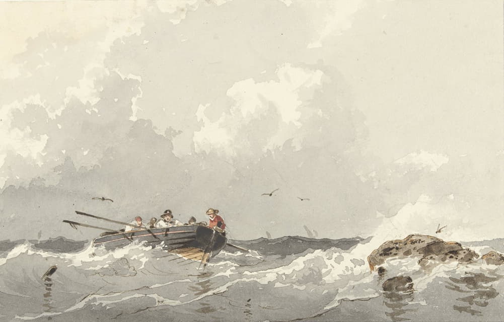 Frans Arnold Breuhaus de Groot - Roeiboot op zee