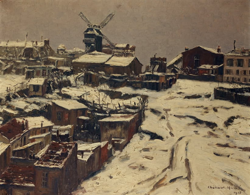Georges Chenard-Huché - Montmartre, effet de neige.