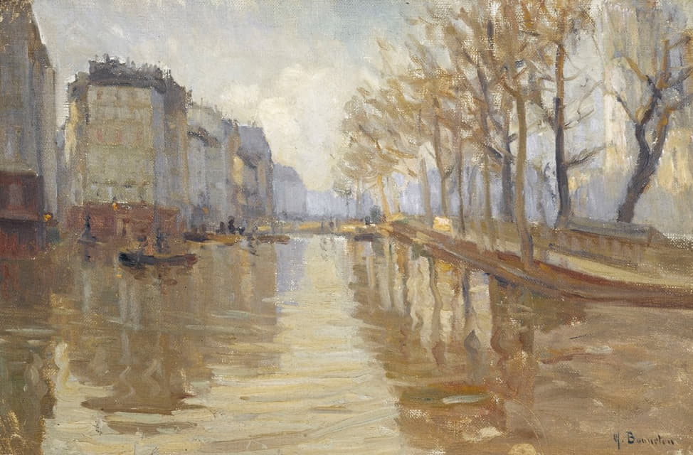 Germain Eugène Bonneton - Le quai Montebello (inondations de 1910)