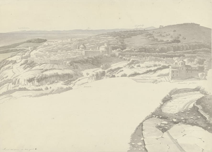 Josephus Augustus Knip - View of Ariccia from Genzano
