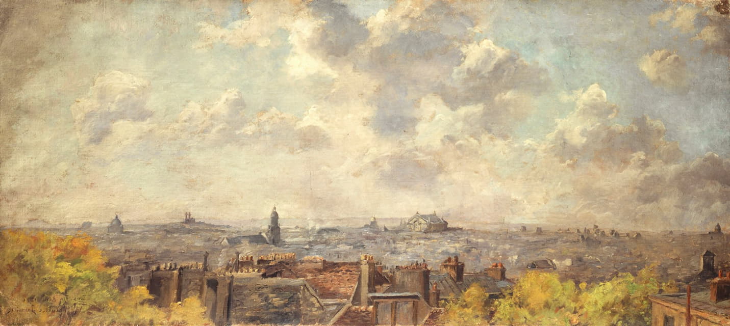 Maurice Dainville - Vue panoramique de Paris, prise de la rue Victor-Massé
