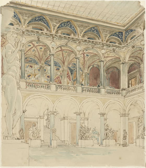 Wilhelm Cornelis Bauer - Binnenplaats van de Ecole des Beaux-Arts te Parijs