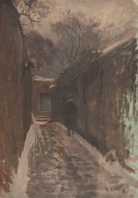 Adolphe-Ernest Gumery - La rue Berton sous la neige