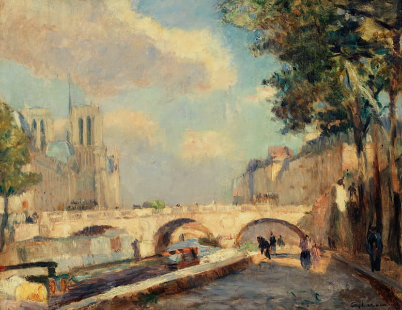 Albert Lebourg - Le pont Saint-Michel et Notre-Dame, vus du quai des Grands-Augustins